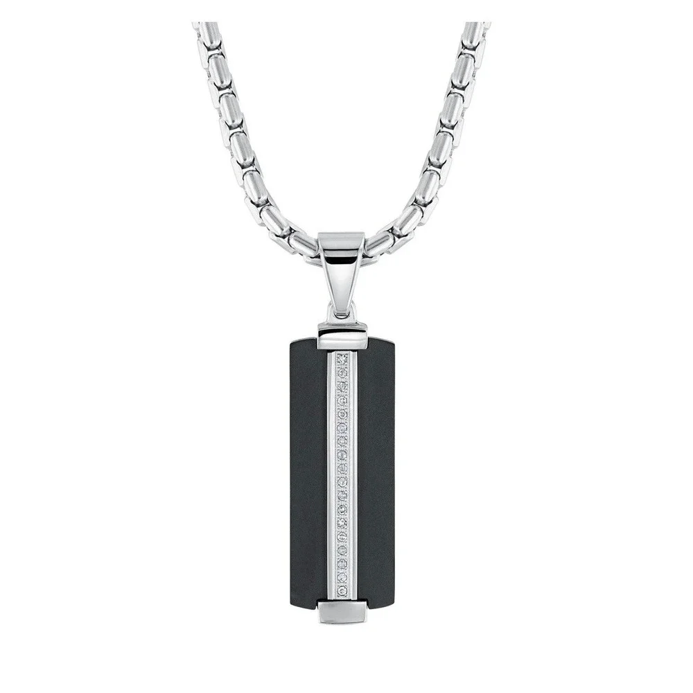 SHR Diamond 1/10CTW Dog Tag Necklace Men 22